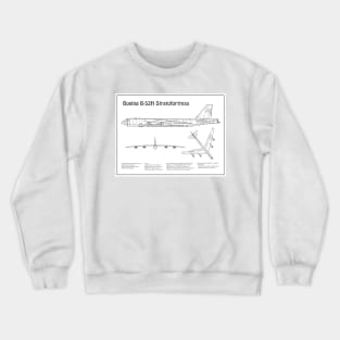 Boeing B-52 Stratofortress - Airplane Blueprint - BD Crewneck Sweatshirt